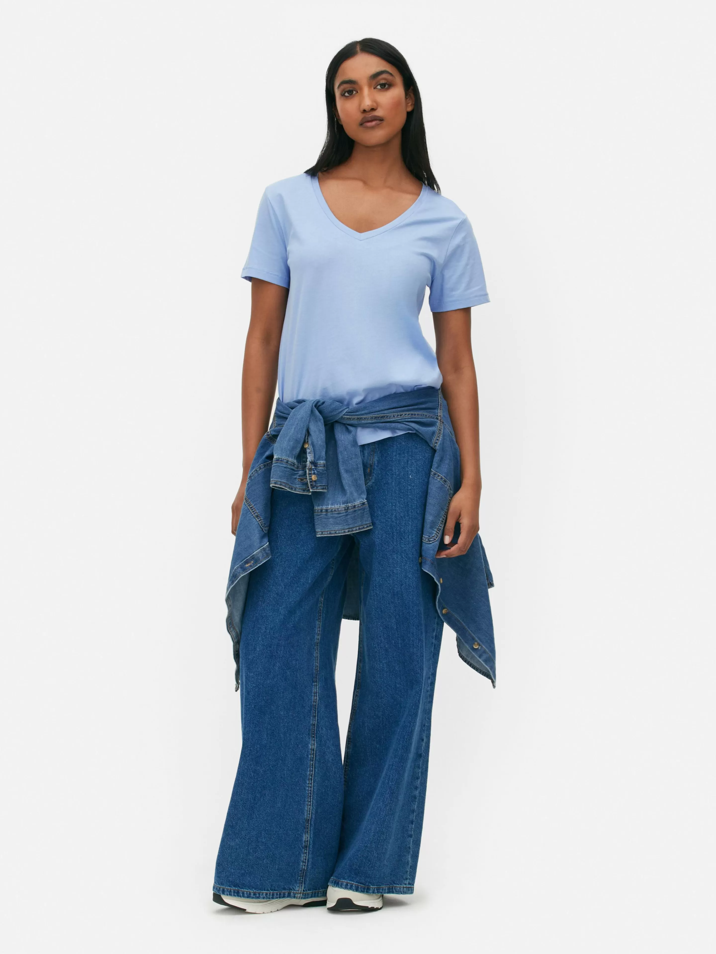 T-shirt à Col En V Et Manches Courtes-Primark Clearance