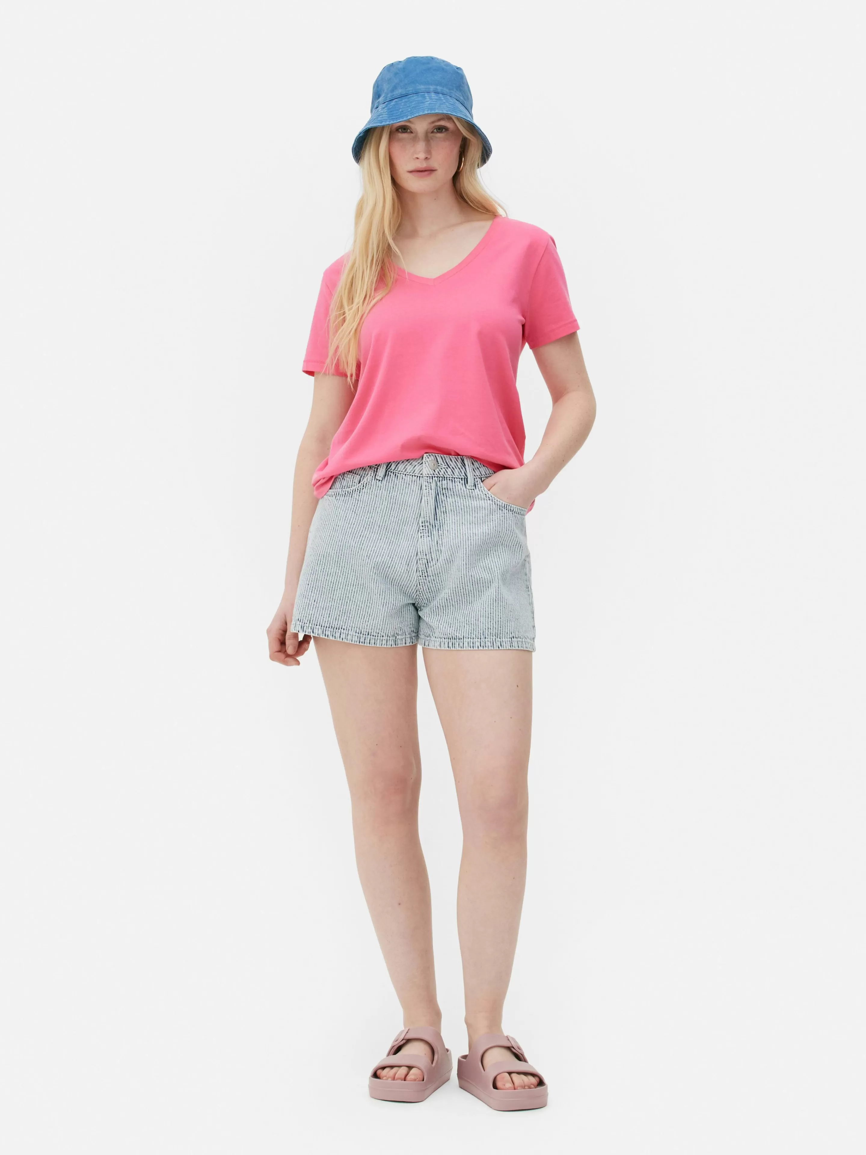 T-shirt à Col En V Et Manches Courtes-Primark Online