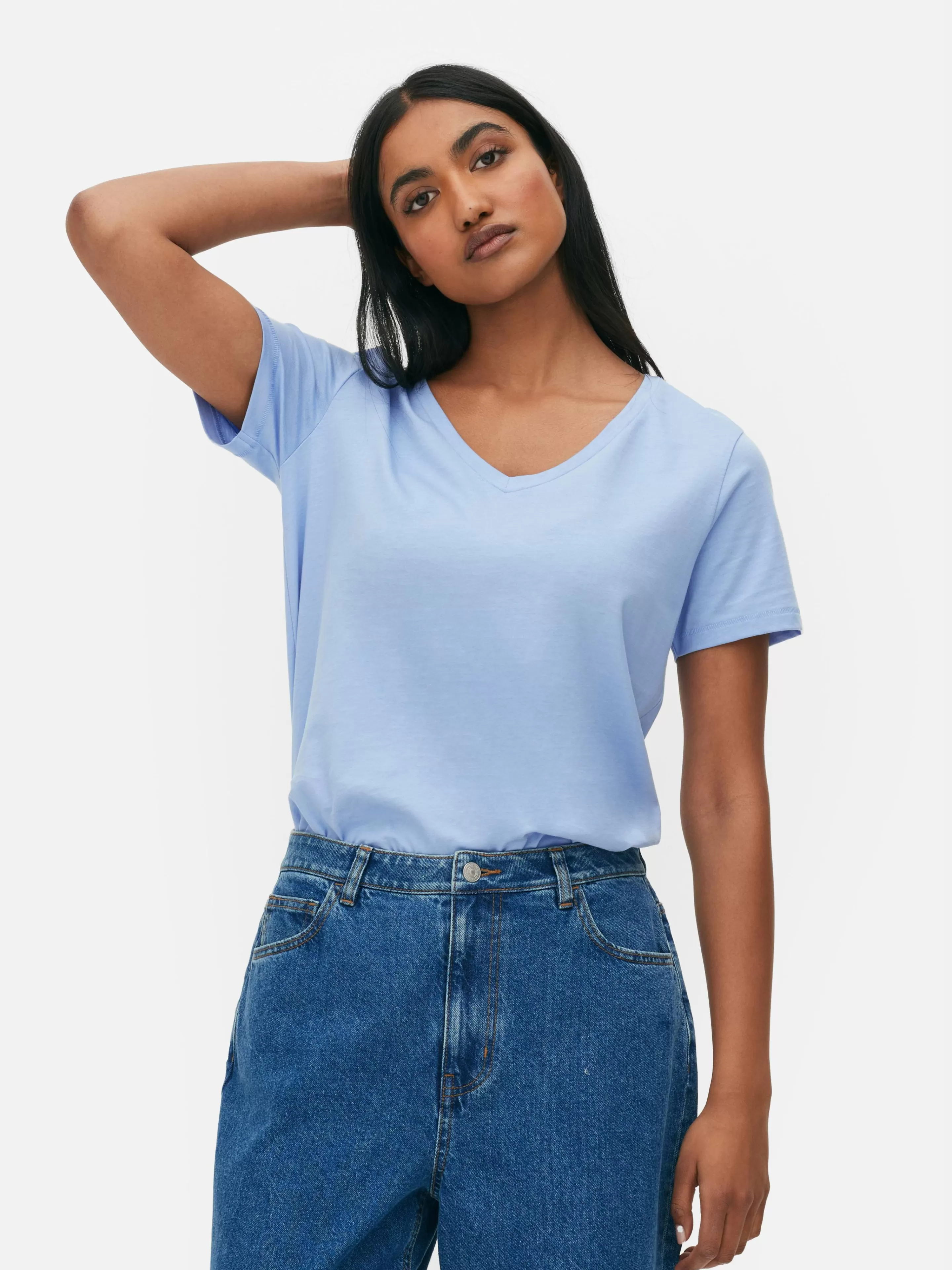 T-shirt à Col En V Et Manches Courtes-Primark Clearance