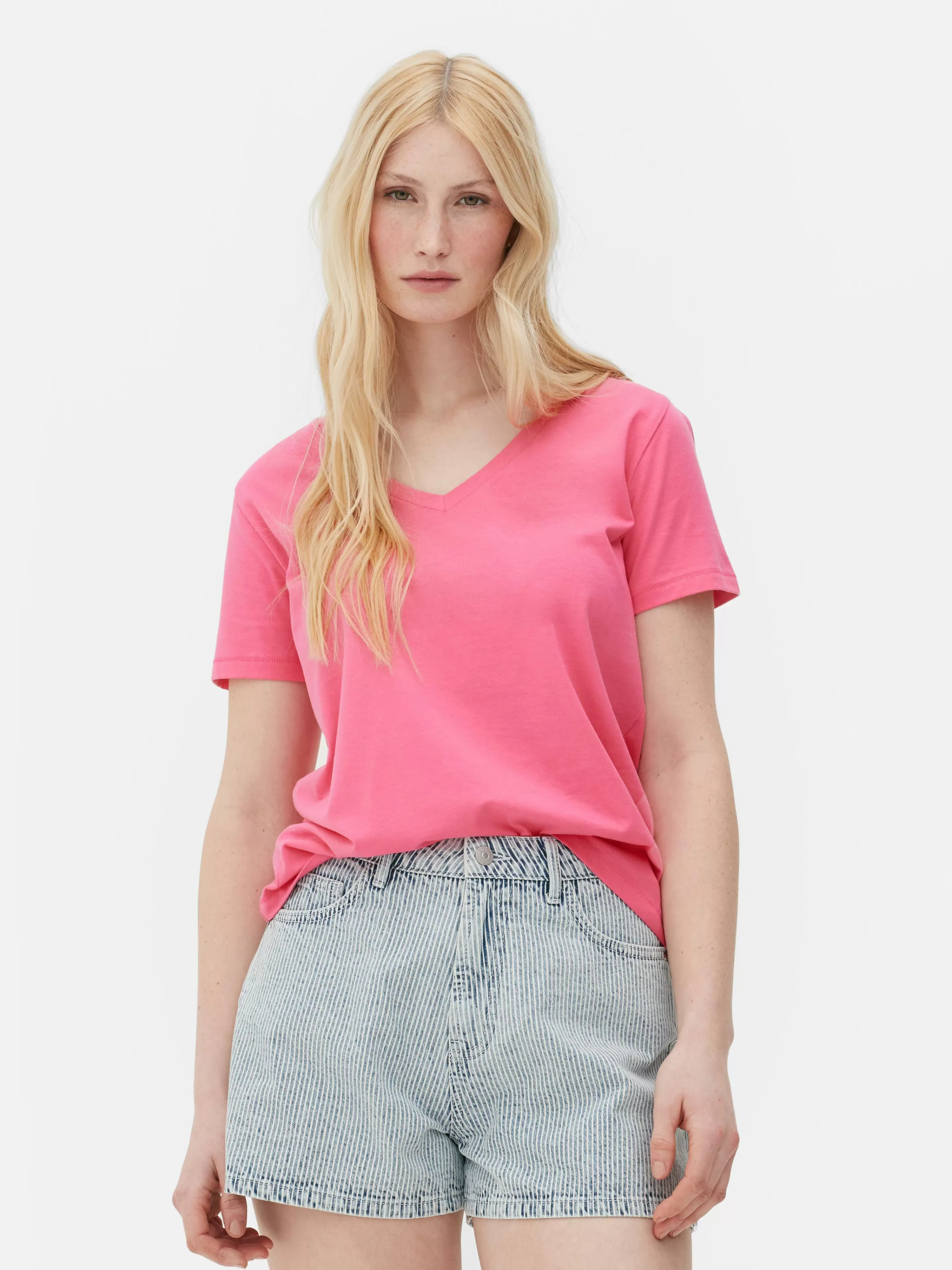 T-shirt à Col En V Et Manches Courtes-Primark Online