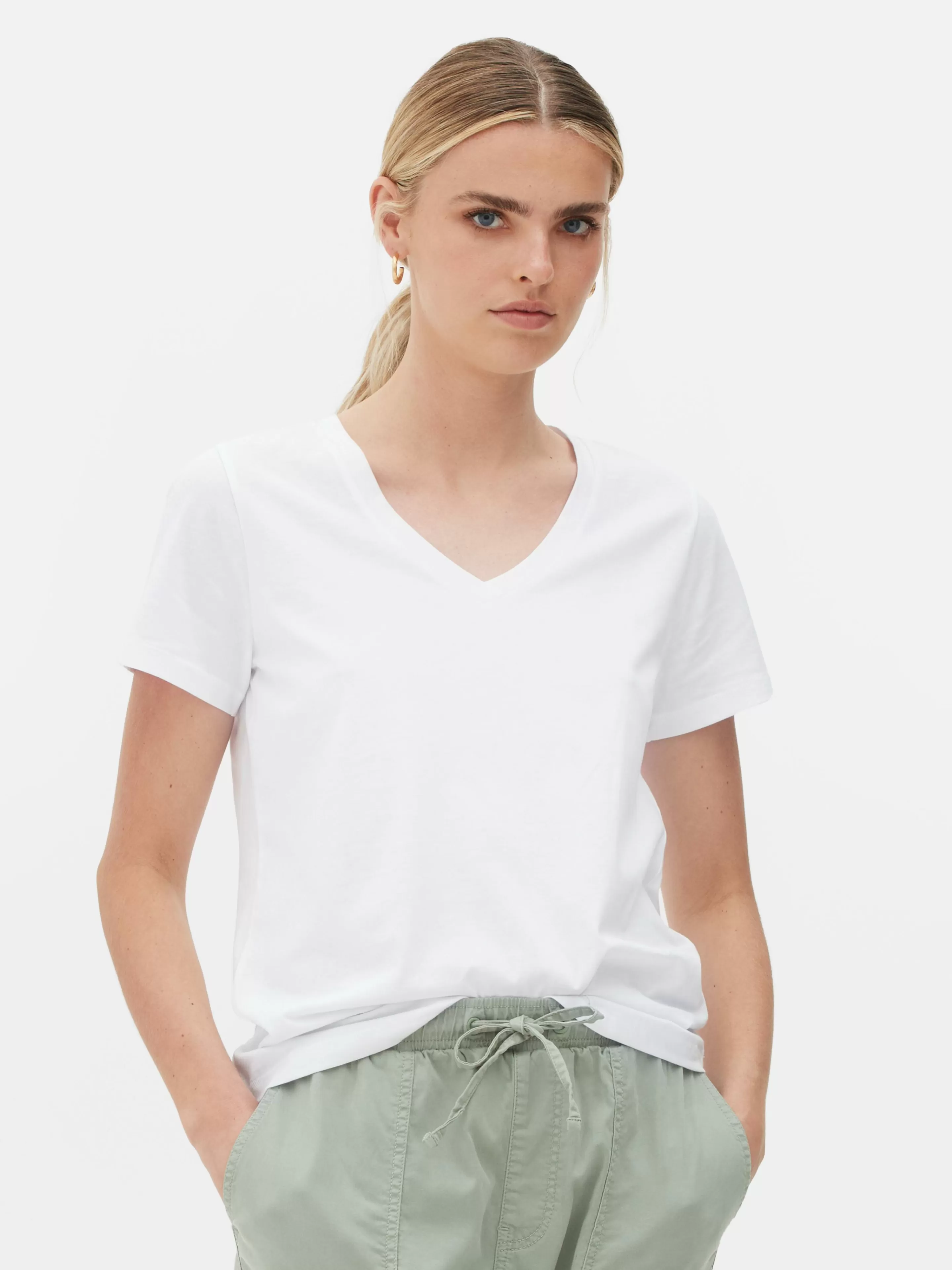 T-shirt à Col En V Et Manches Courtes-Primark Best Sale