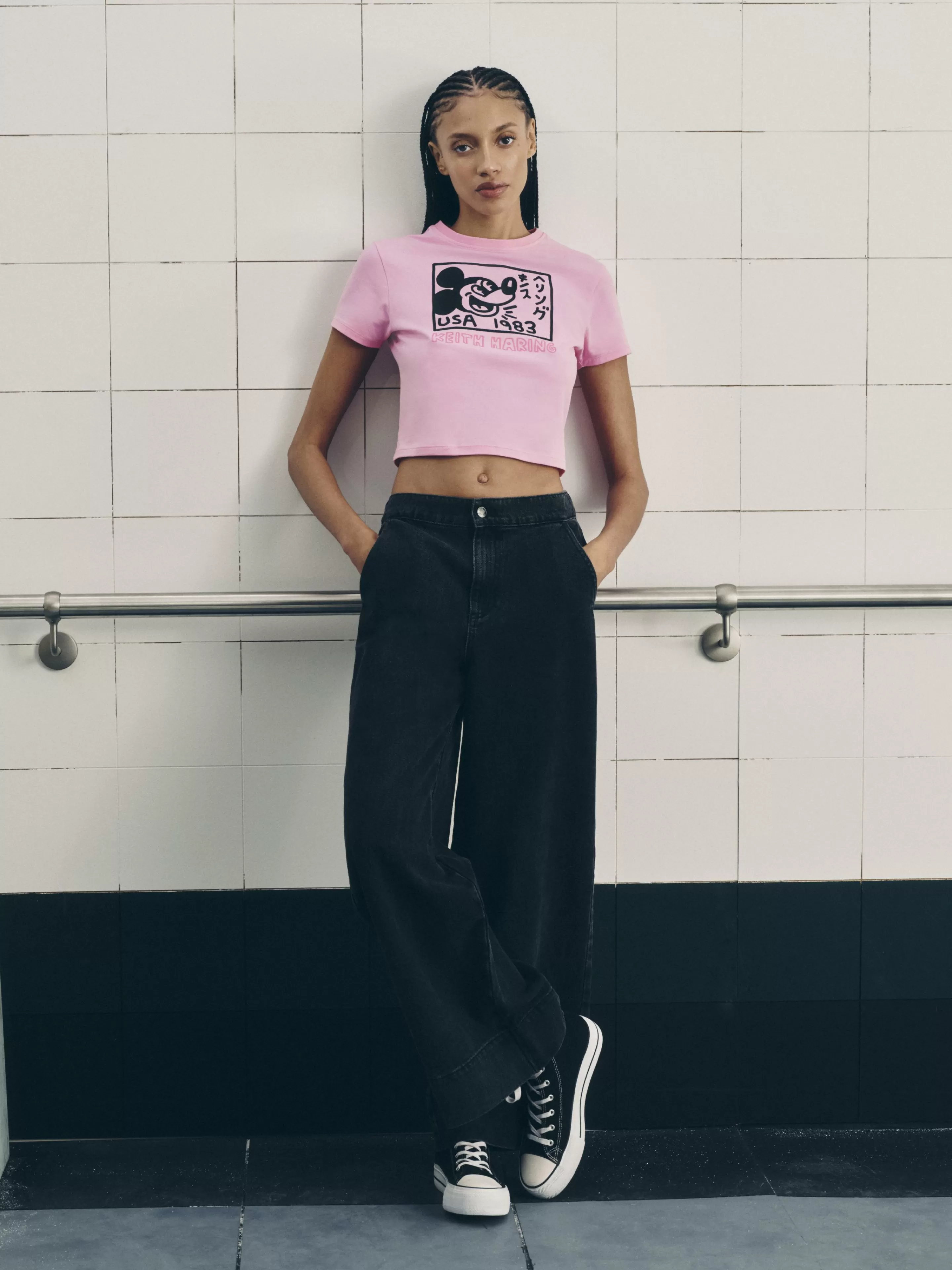 T-shirt Court Disney Mickey Mouse X Keith Haring-Primark Clearance