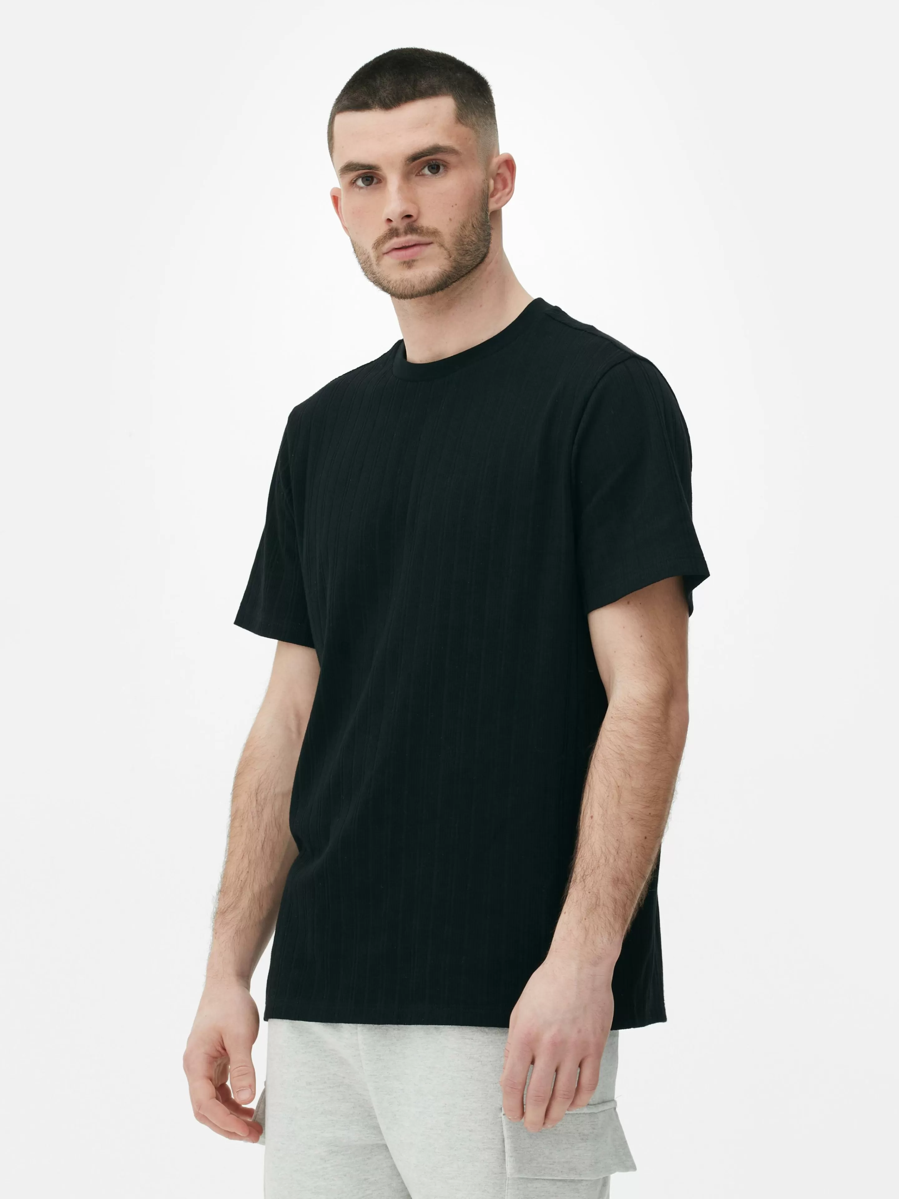 T-shirt Côtelé à Col Ras-du-cou-Primark New
