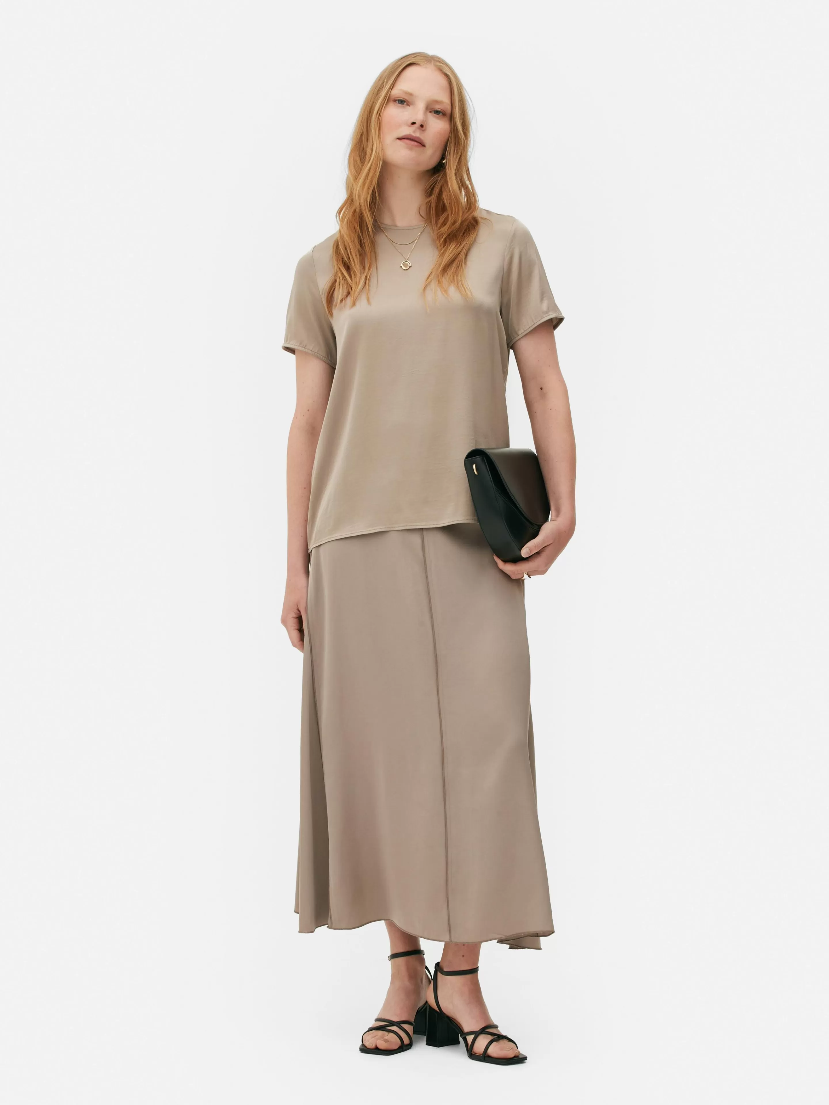 T-shirt En Satin à Manches Courtes The Edit-Primark Flash Sale