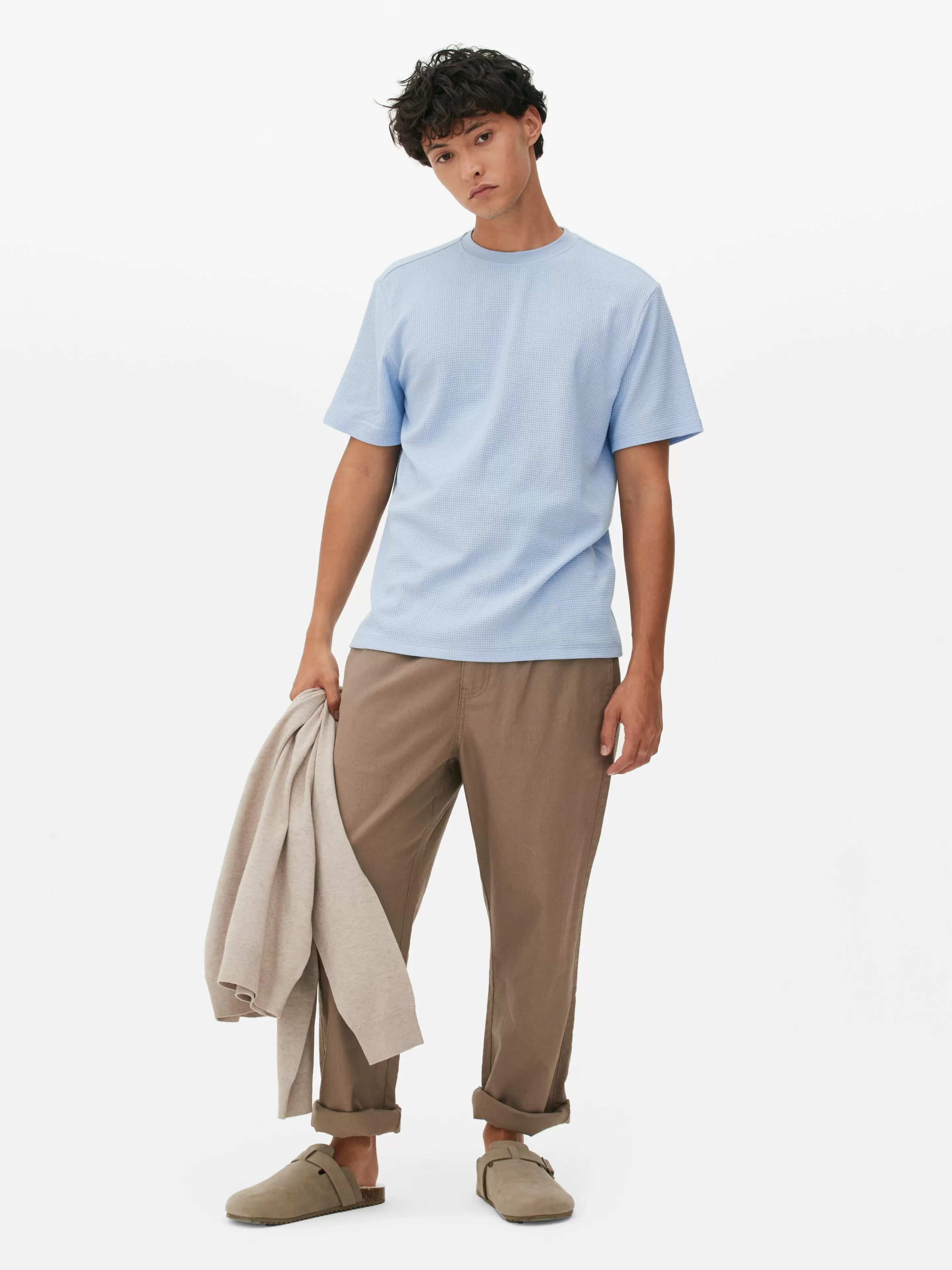 T-shirt Gaufré à Col Ras-du-cou-Primark Clearance