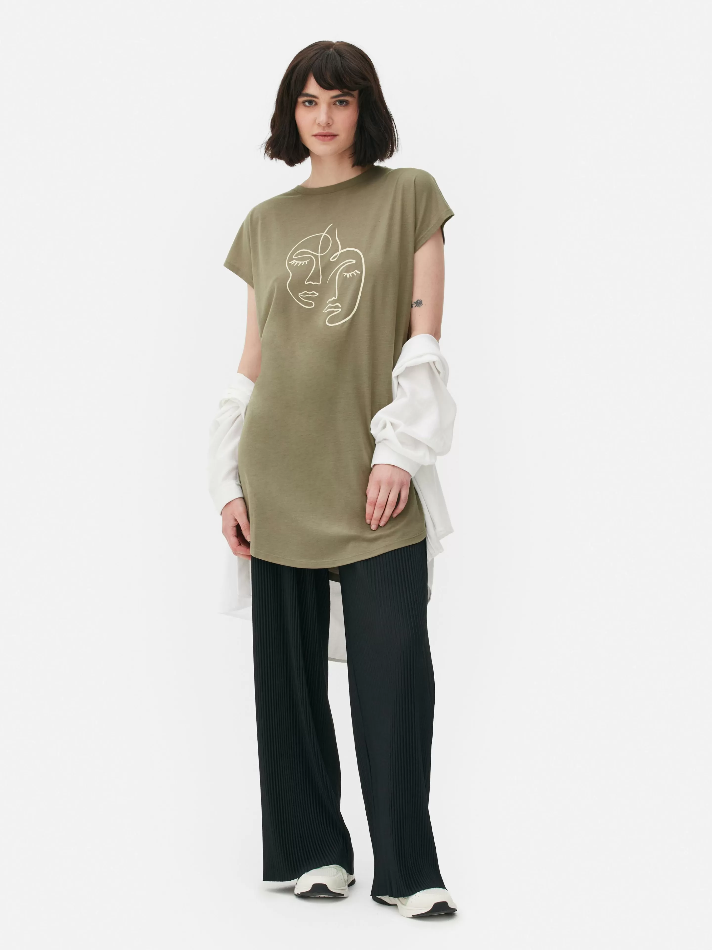 T-shirt Long à Col Ras-du-cou-Primark Cheap