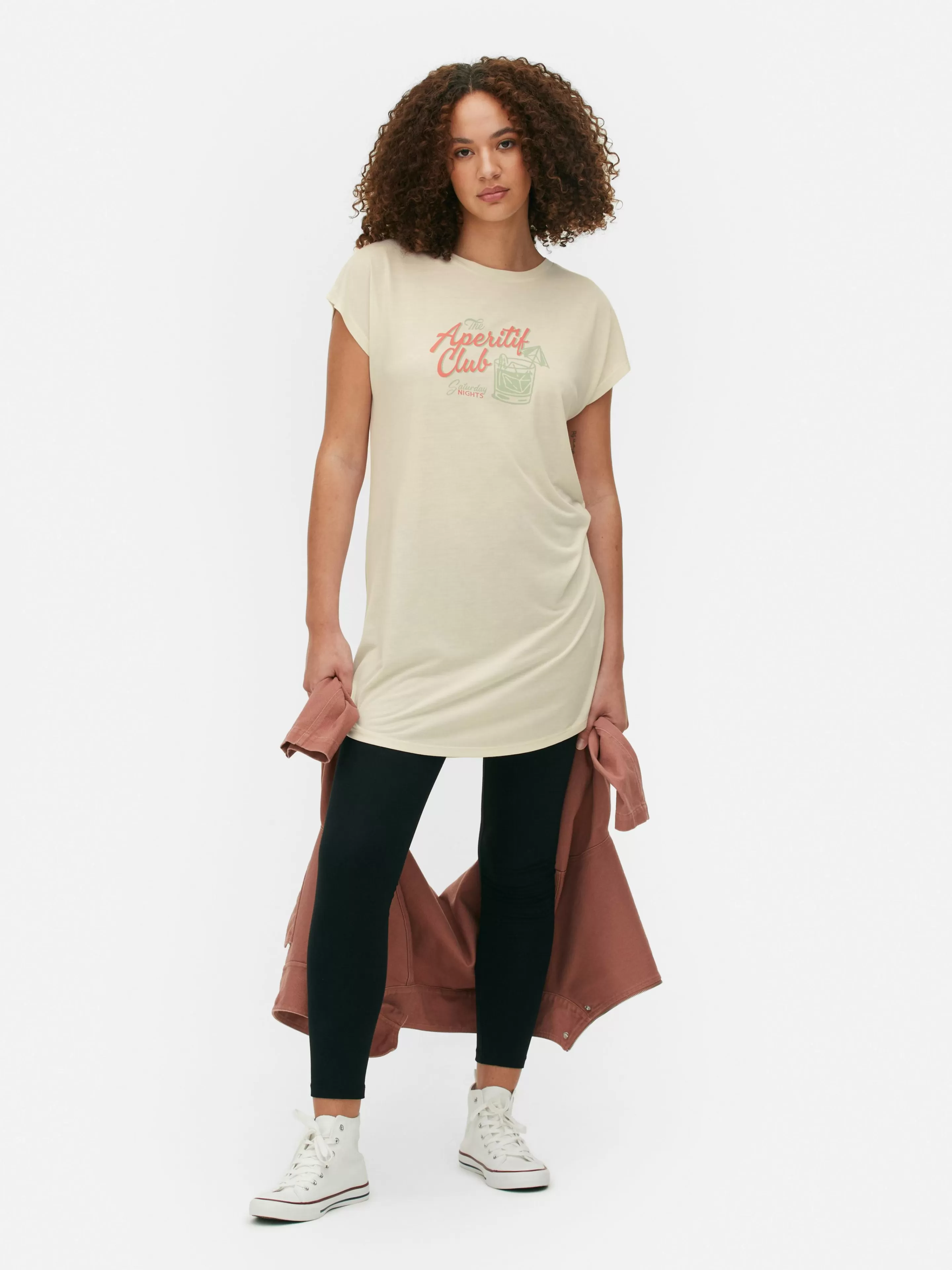 T-shirt Long à Col Ras-du-cou-Primark Outlet