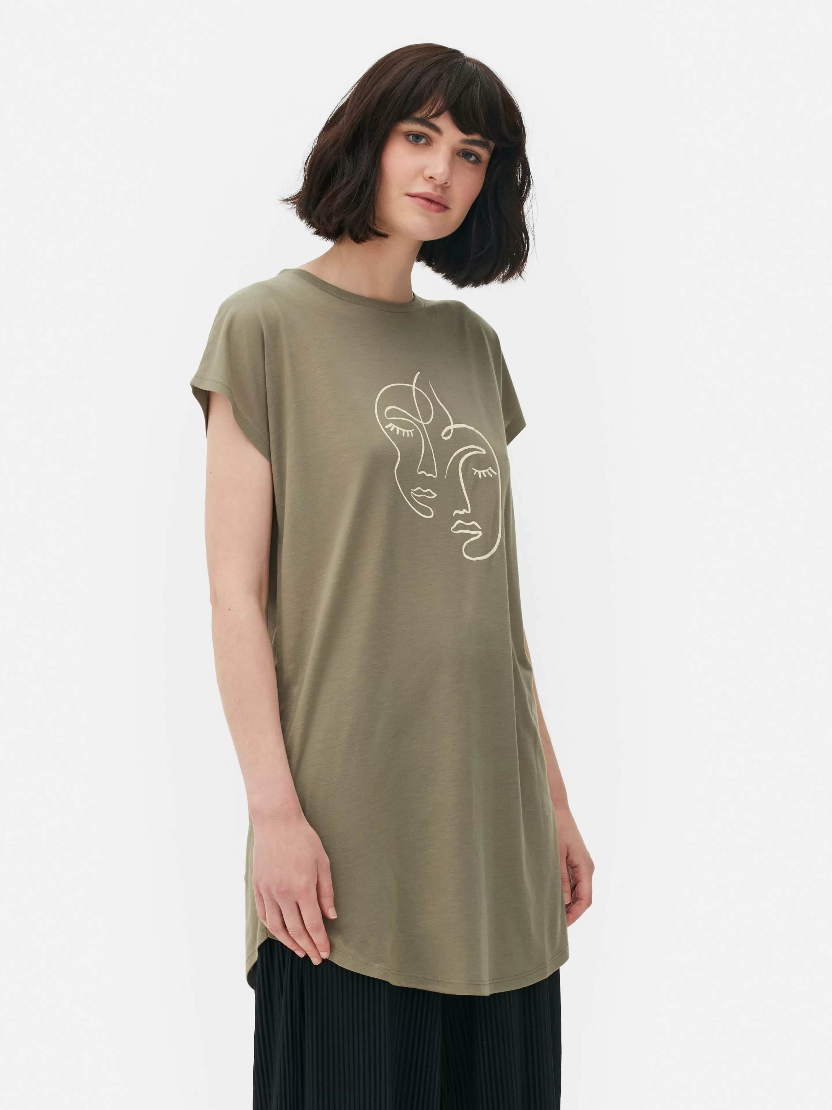 T-shirt Long à Col Ras-du-cou-Primark Cheap