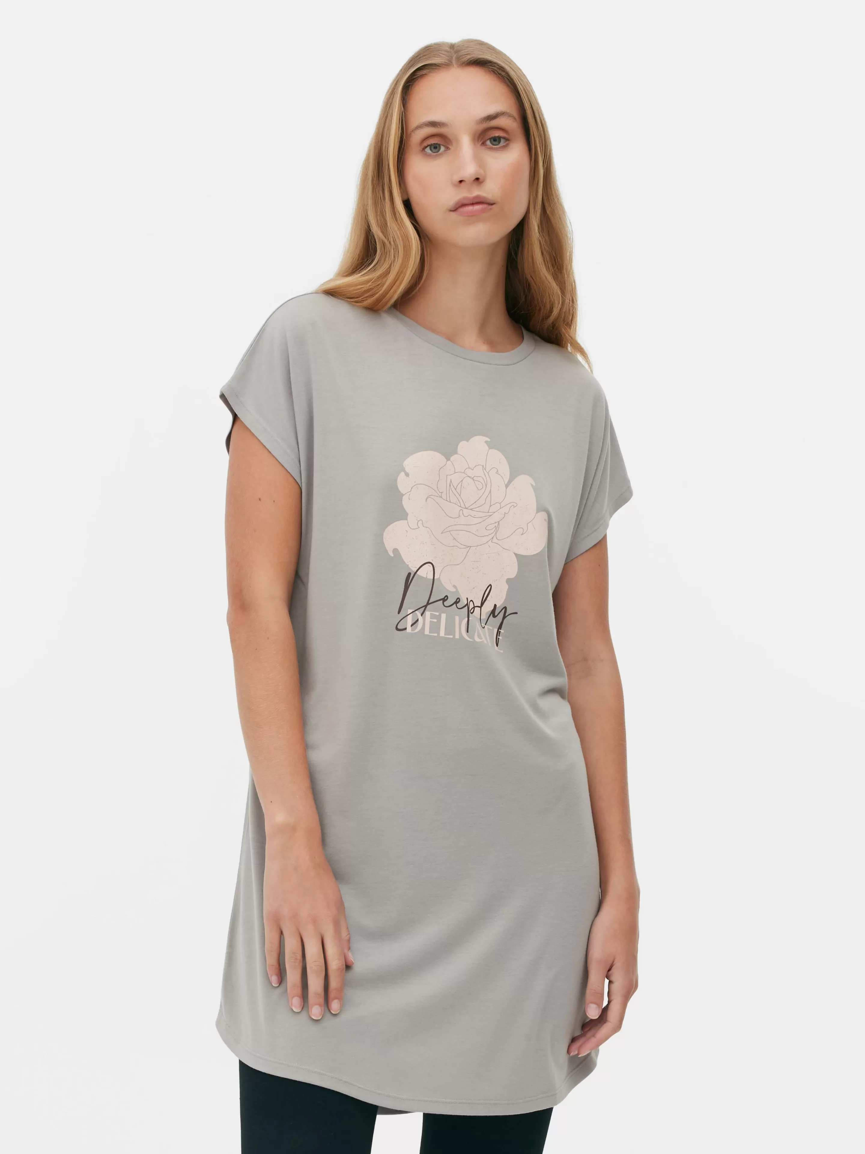 T-shirt Long à Col Ras-du-cou-Primark Outlet