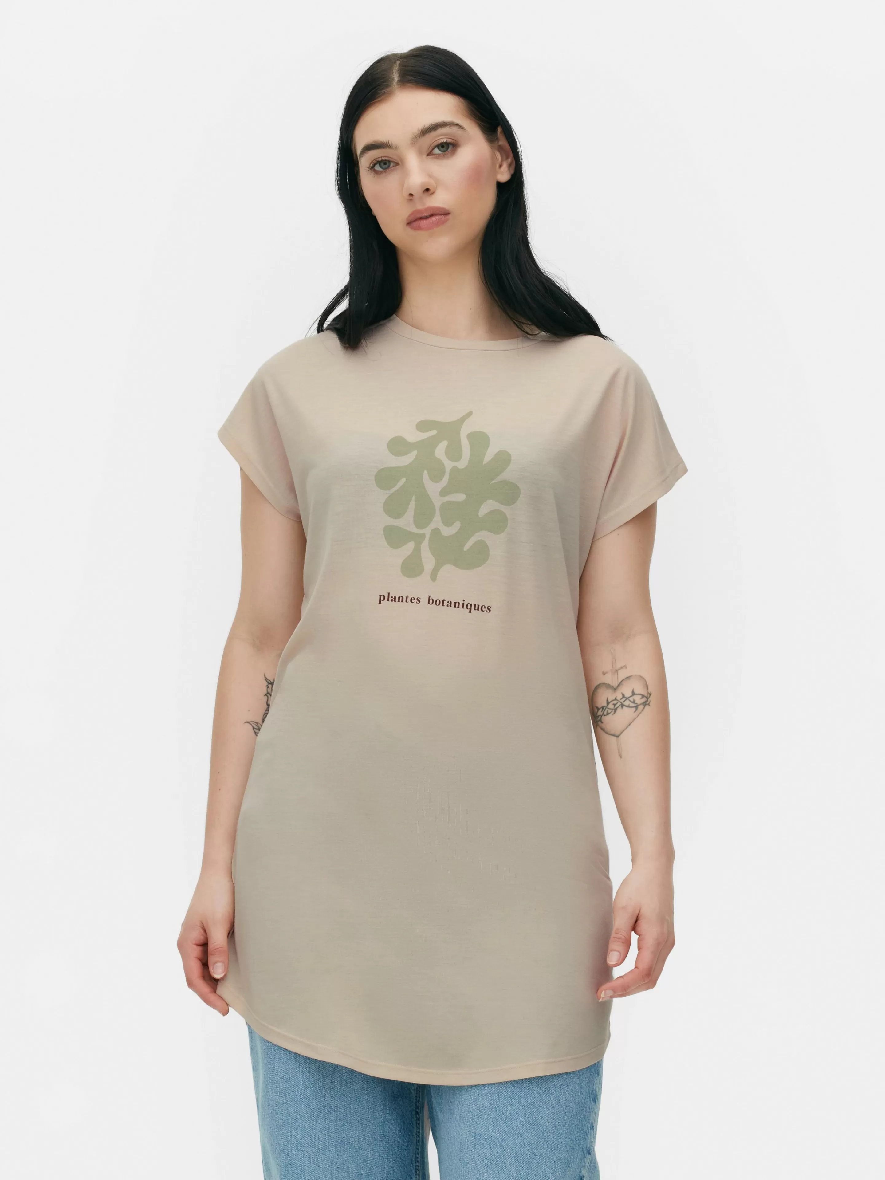 T-shirt Long à Col Ras-du-cou-Primark Shop