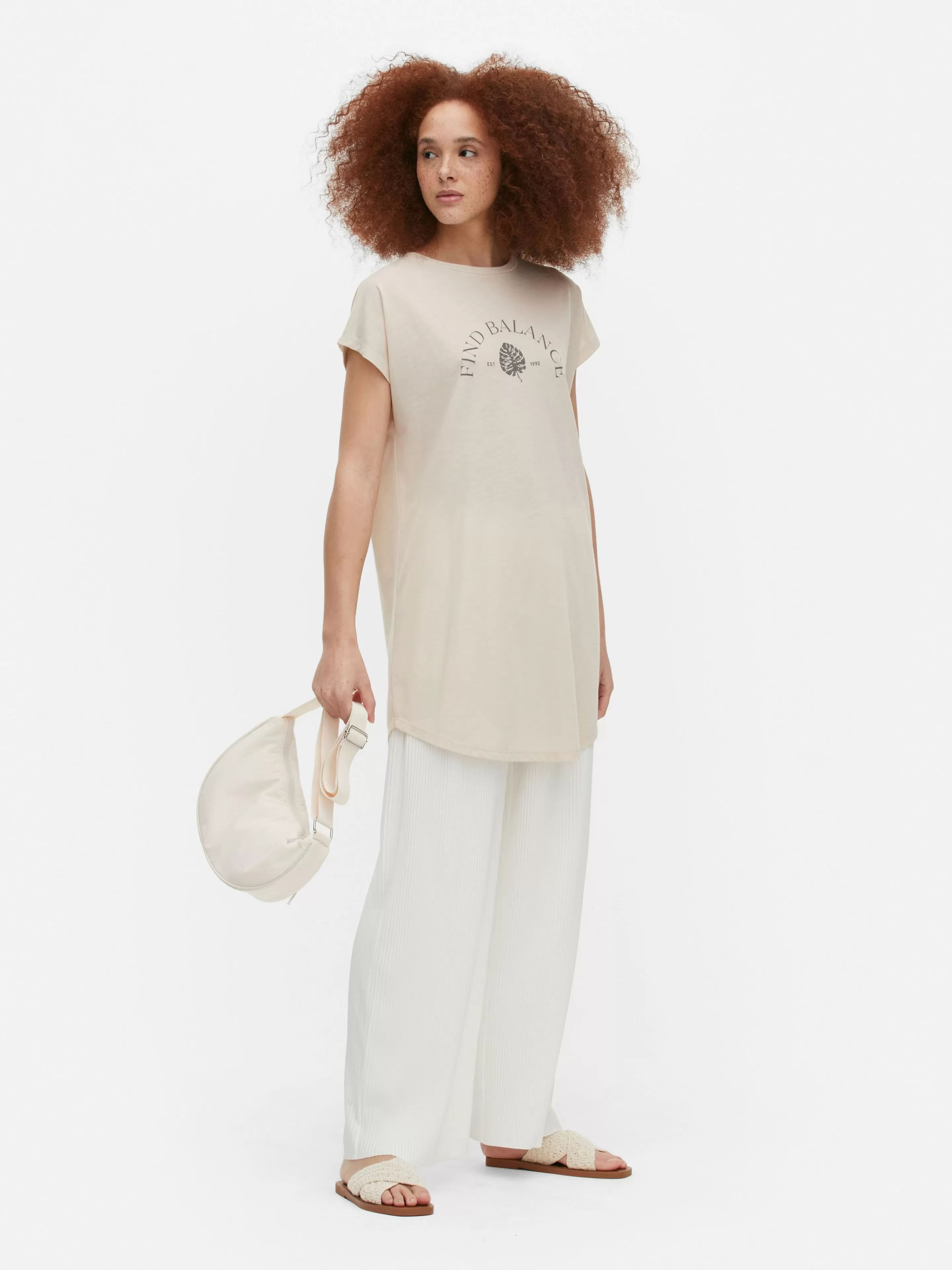 T-shirt Long Imprimé à Manches Courtes-Primark Outlet
