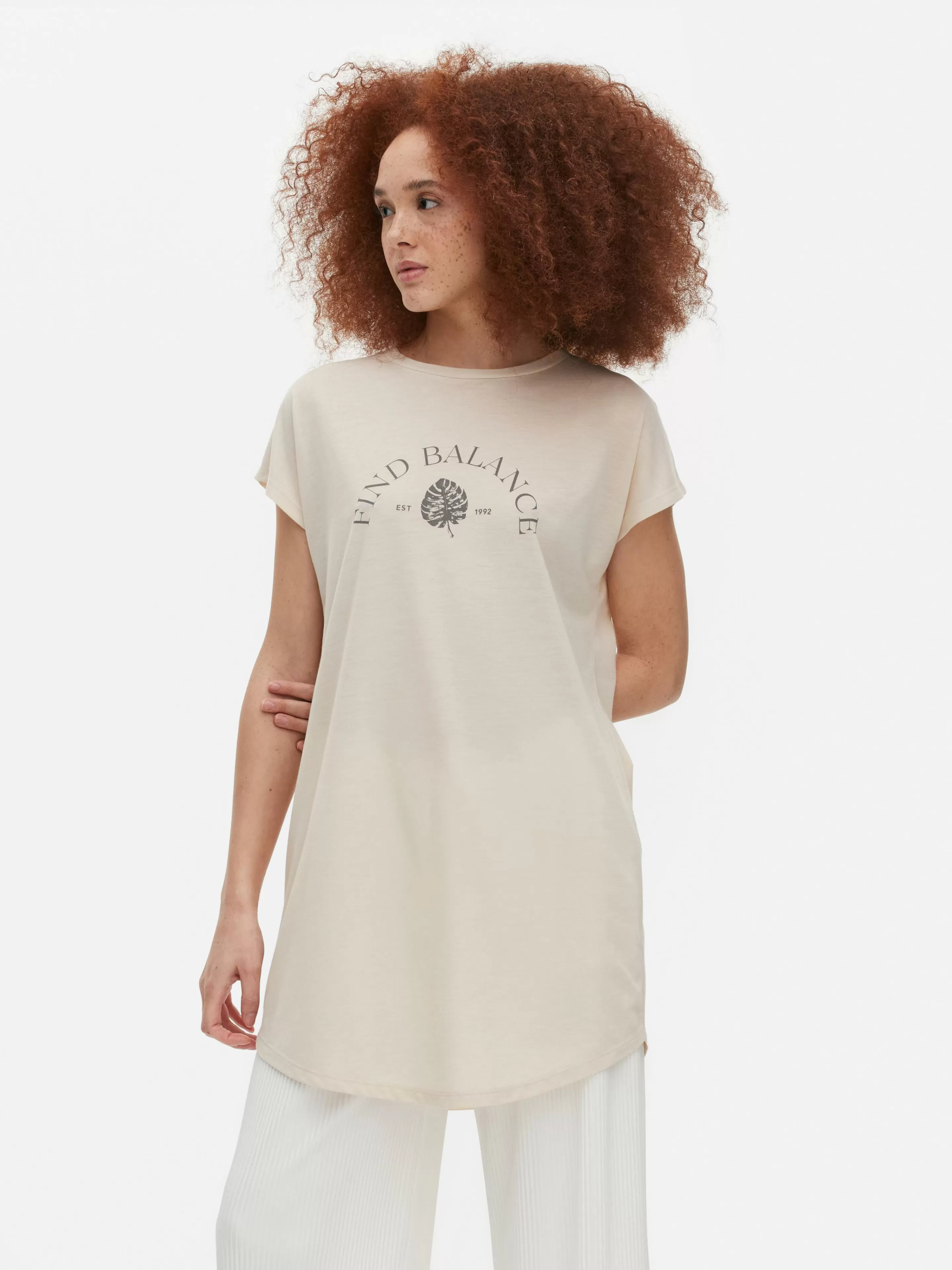 T-shirt Long Imprimé à Manches Courtes-Primark Outlet