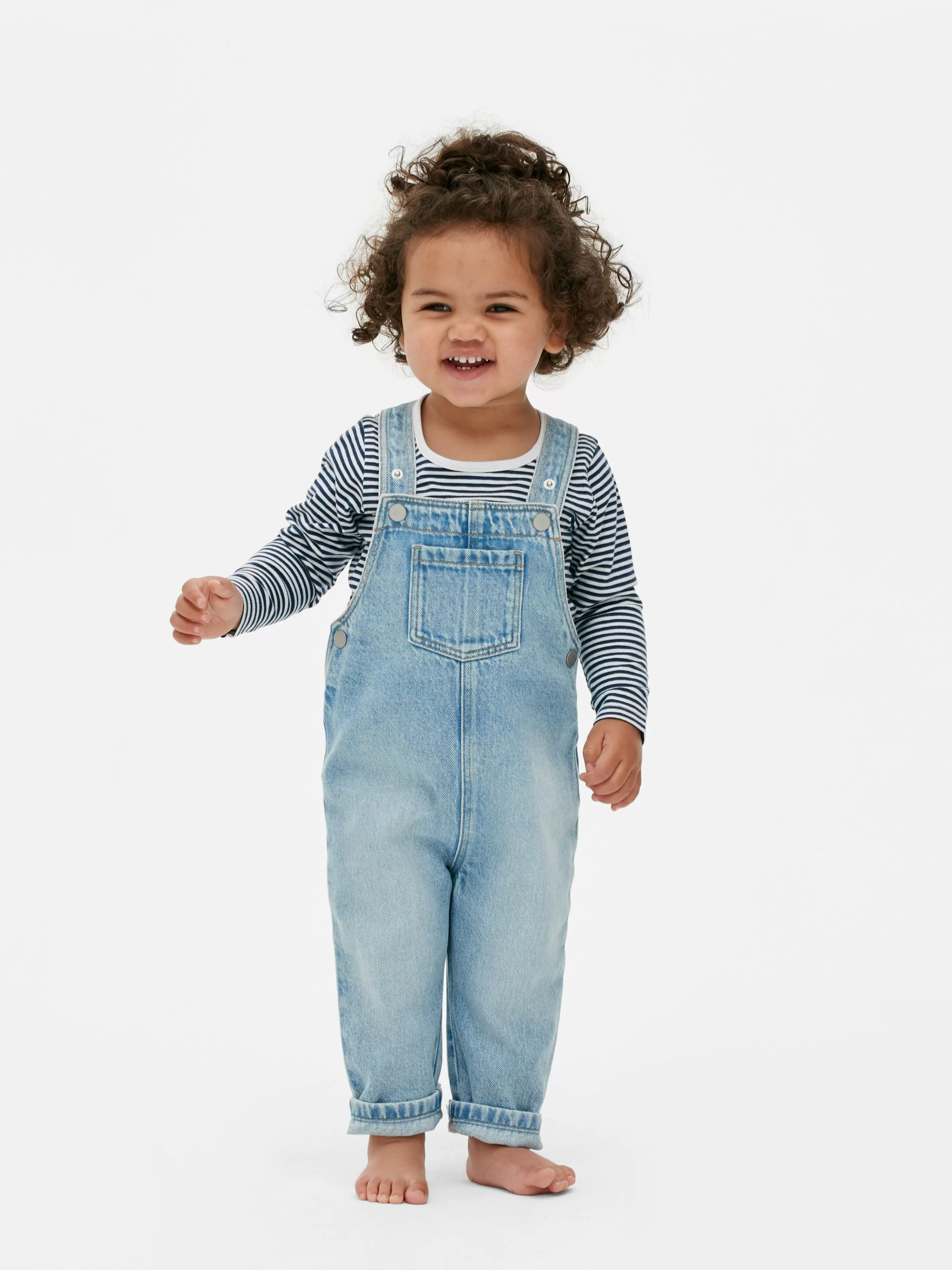 T-shirt Rayé à Manches Longues Et Salopette En Denim-Primark Clearance
