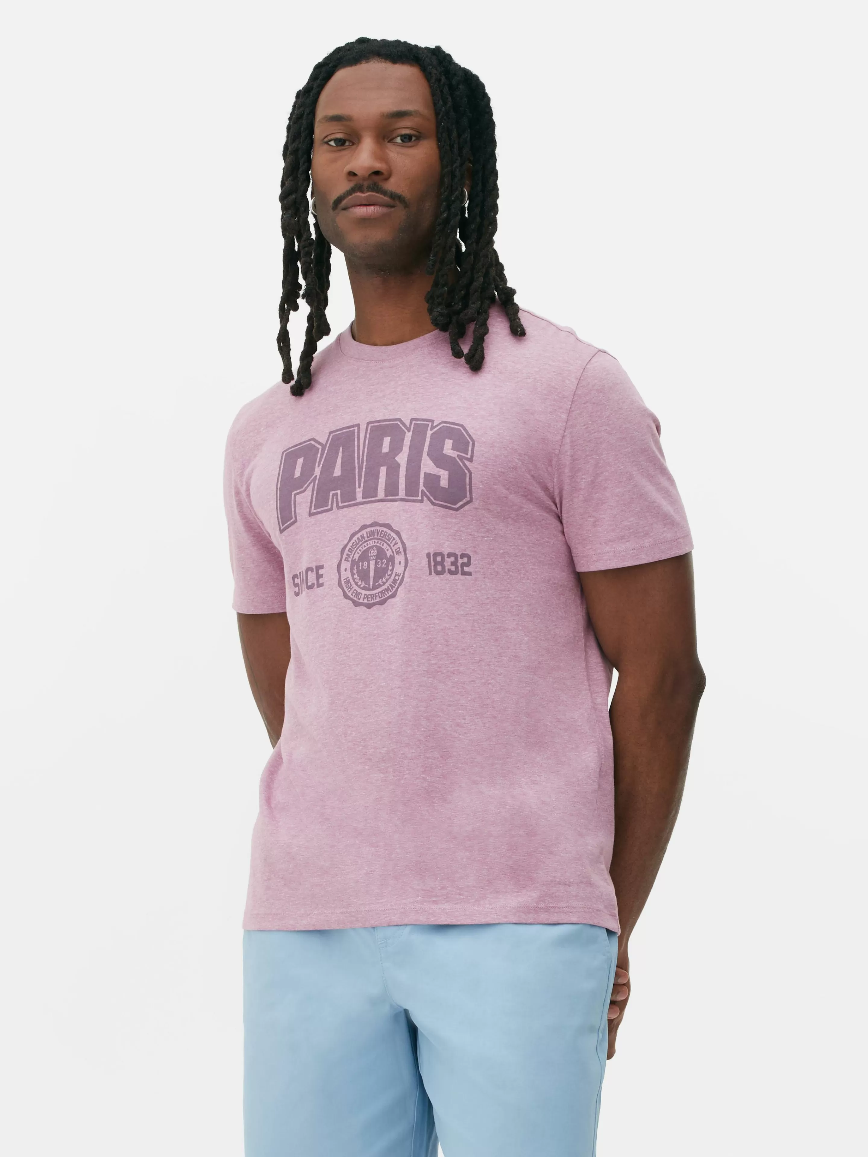 T-shirt Style Universitaire à Manches Courtes Paris-Primark Store