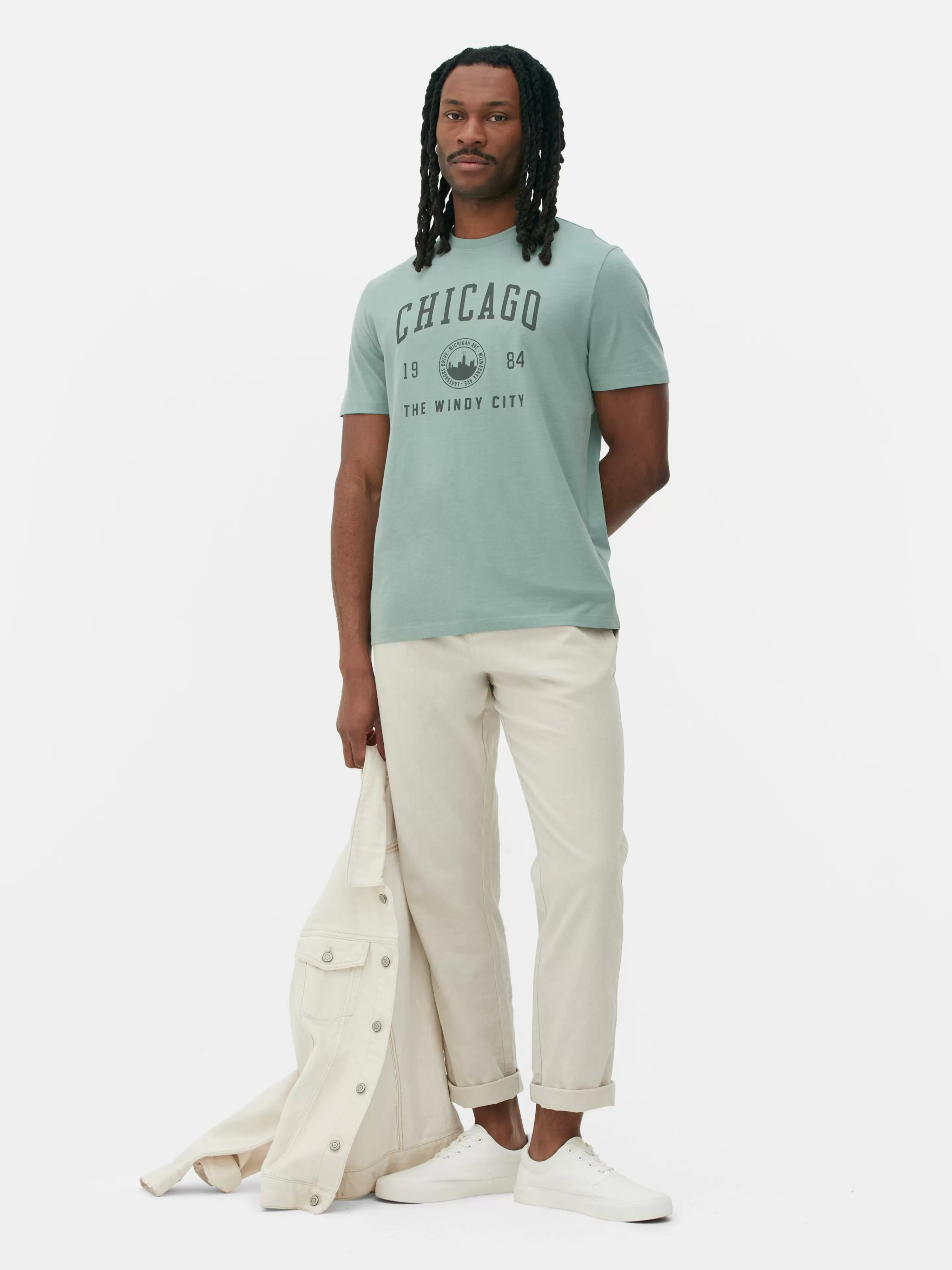 T-shirt Style Universitaire Chicago-Primark Clearance