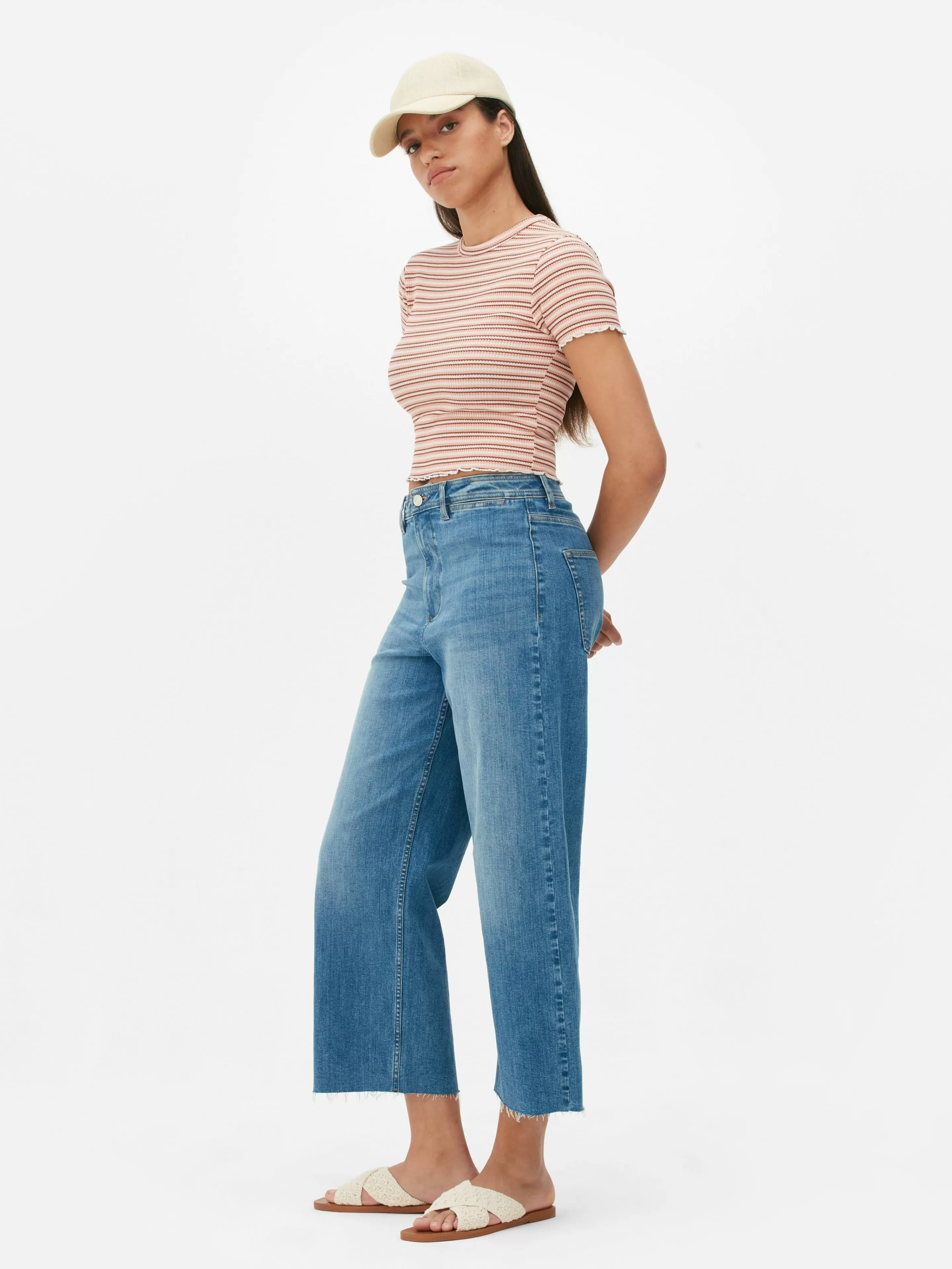 T-shirt Texturé à Ourlet Ondulé-Primark Sale