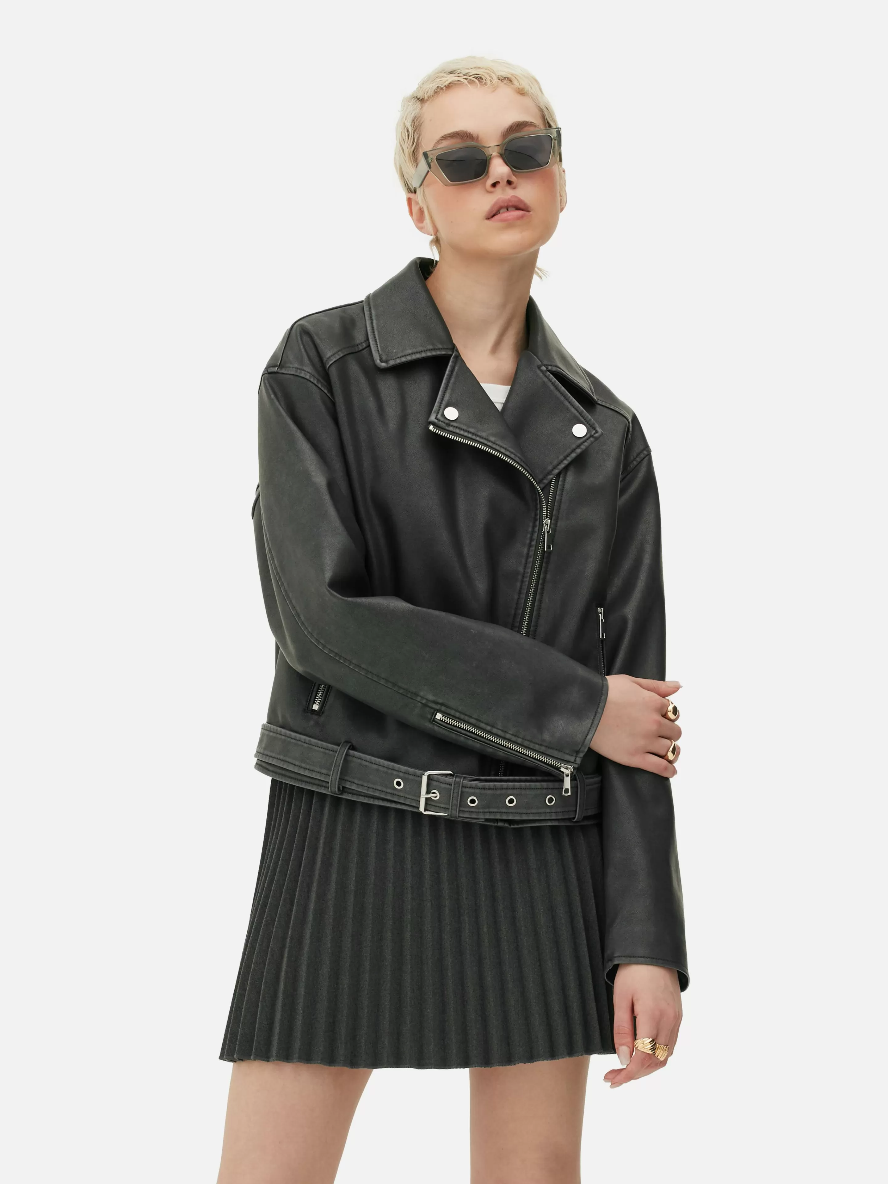 Veste De Motard En Simili Cuir Effet Vieilli-Primark Cheap