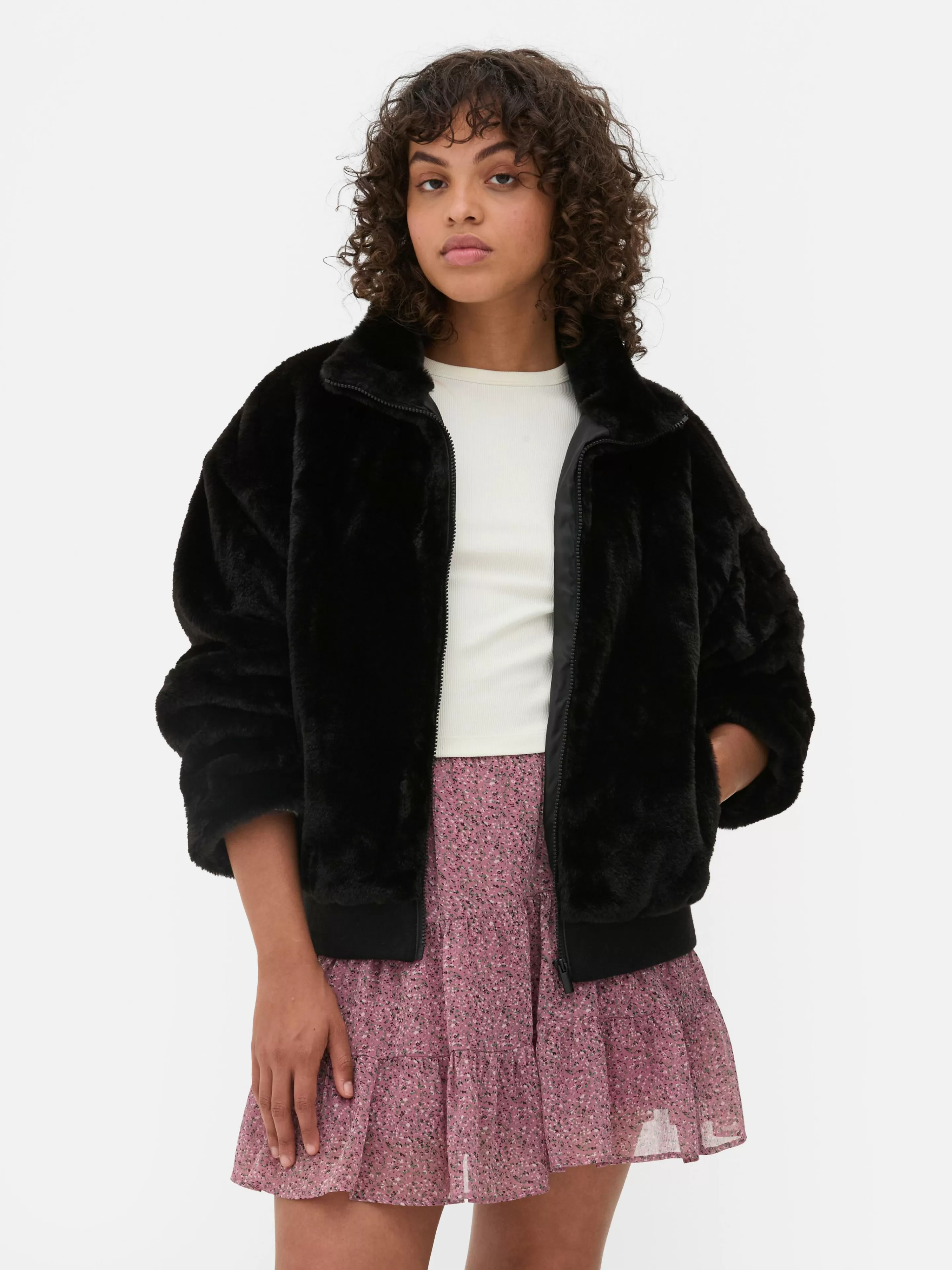 Veste Zippée En Fausse Fourrure-Primark Outlet