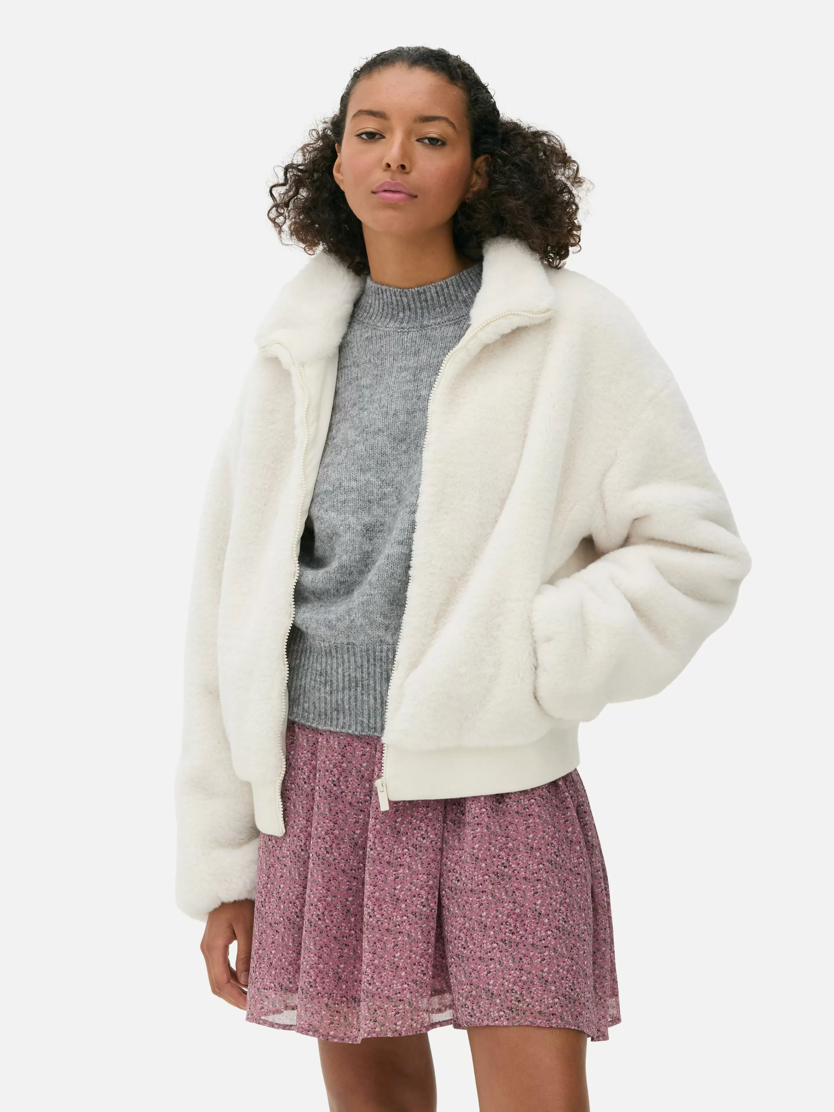 Veste Zippée En Fausse Fourrure-Primark Store